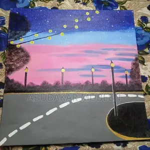 Handmade Landscape Canvas Painting - Sunset Street Scene