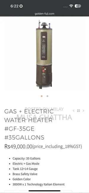 Photo - Electric and Gas Water Geyser Appliance