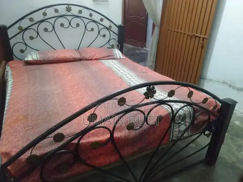 Iron Frame Double Bed with Quality Spring Mattress