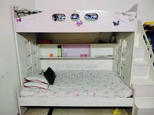 Pink and White Wooden Bunk Bed in Used Condition