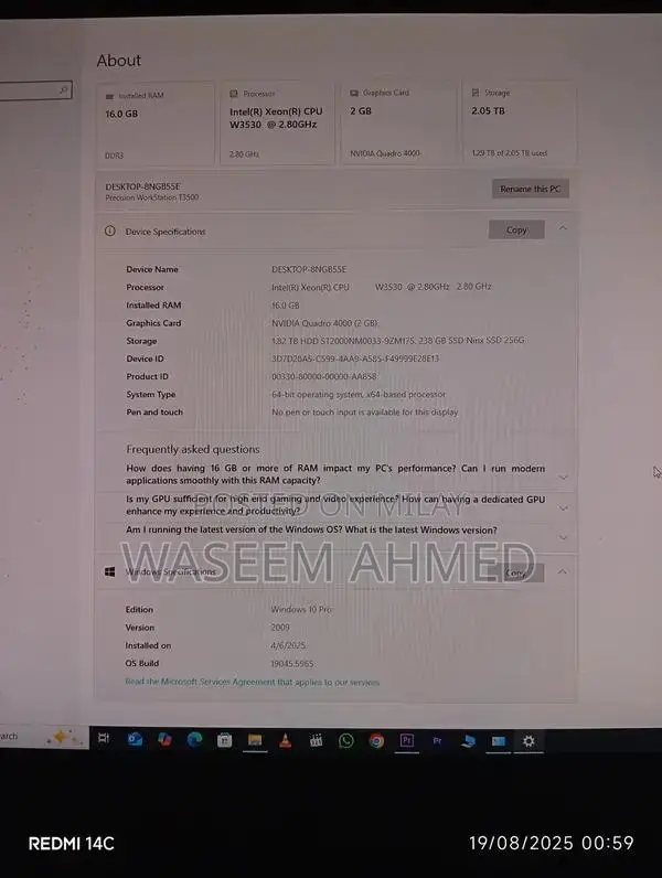 Dell T3500 Workstation with 24-inch HP Monitor