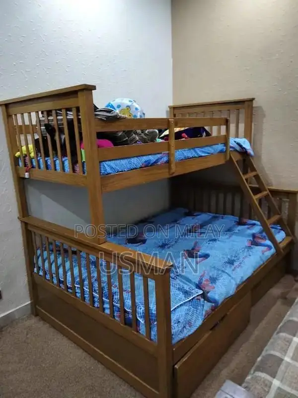 Kids Bunk Bed with Large Storage Drawers and Foam Mattress