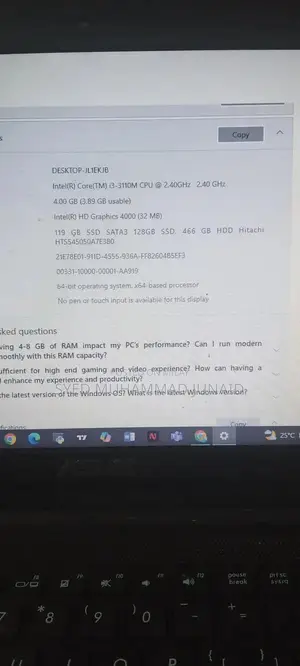 ASUS Core i3 Laptop with SSD and HDD Storage