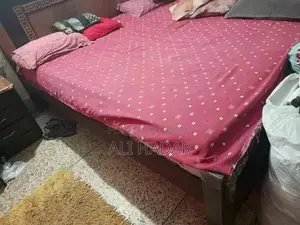 Wooden Bed and Side Tables Set in Excellent Condition