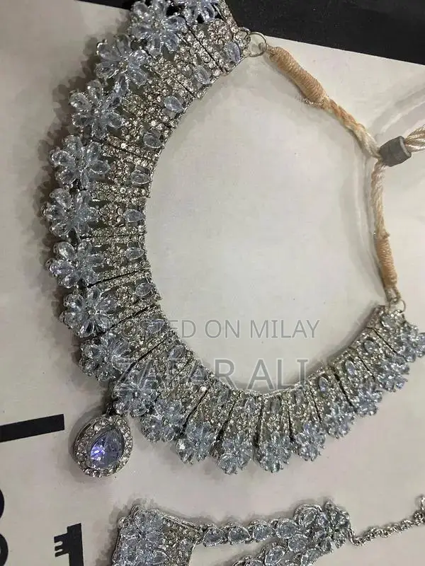 Elegant Ice Blue Organza Bridal Walima Dress with Embroidery