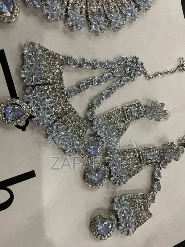 Elegant Ice Blue Organza Bridal Walima Dress with Embroidery