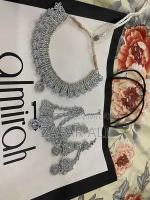 Elegant Ice Blue Organza Bridal Walima Dress with Embroidery