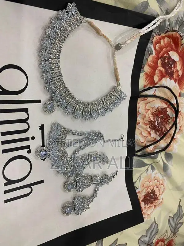 Elegant Ice Blue Organza Bridal Walima Dress with Embroidery