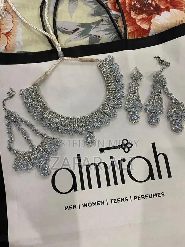 Elegant Ice Blue Organza Bridal Walima Dress with Embroidery