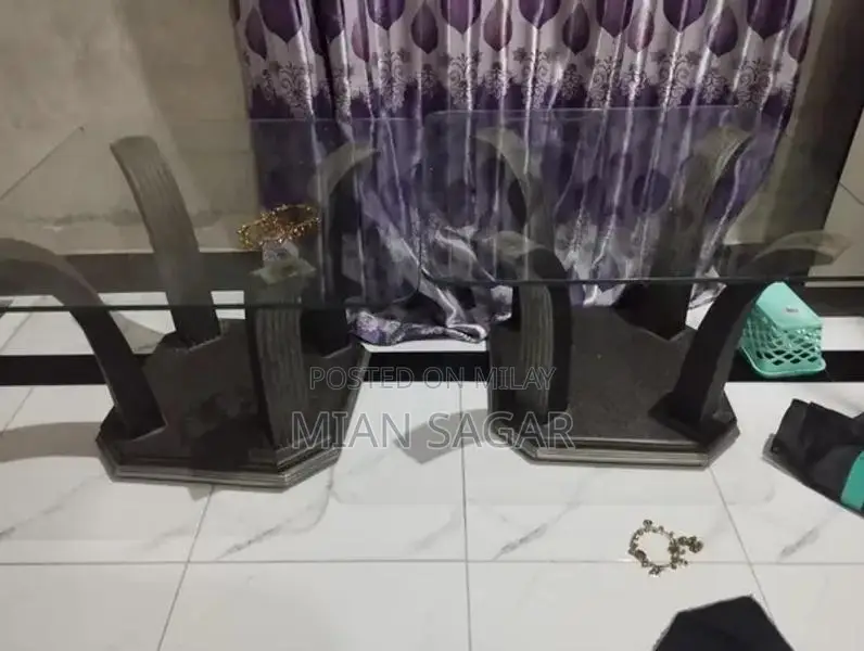 Glass Side Table Set with Metal Center Table Frame