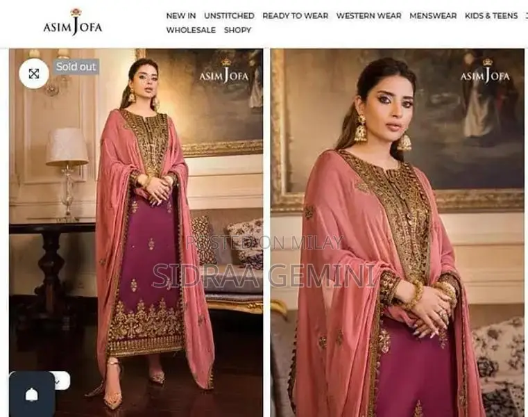 Asim Jofa Dull Silk Three-Piece Unstitched Dress Fabric