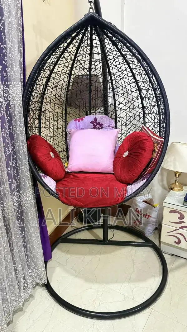 Comfortable Garden Swing with Cushions and Metal Stand