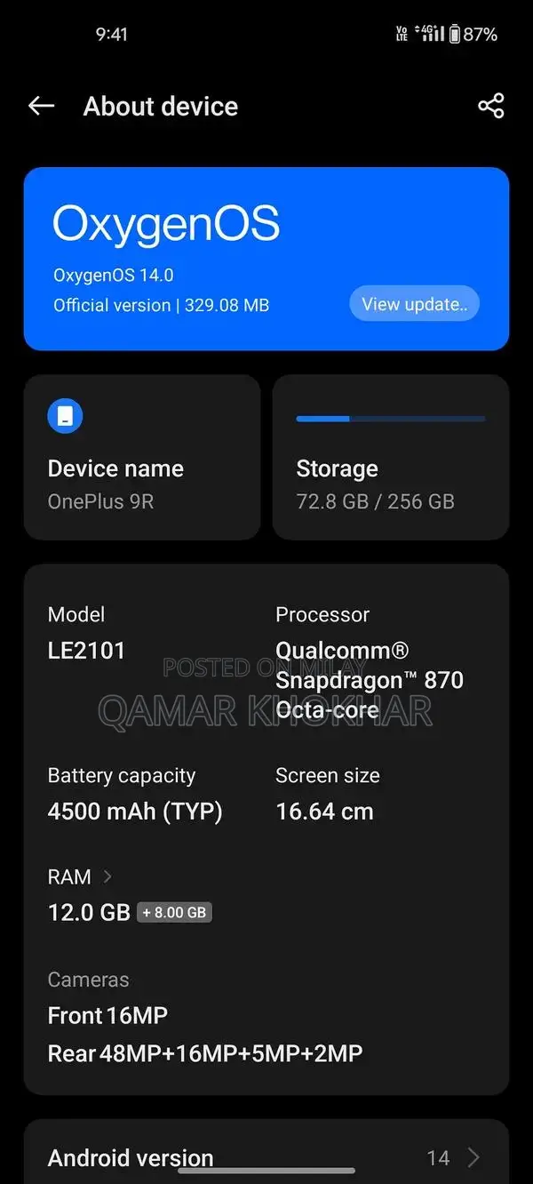 OnePlus 9R Dual SIM Smartphone - Excellent Condition