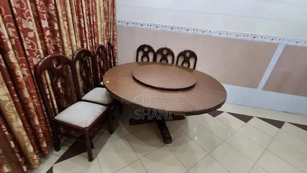 Wooden Dining Table with 7 Chairs