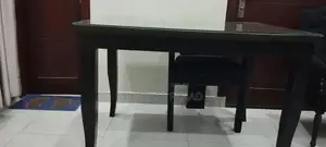 Photo - Black Glass Top Dining Table - Compact 3ft x 4ft Design