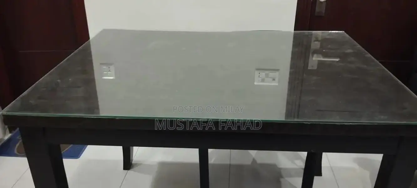 Black Glass Top Dining Table - Compact 3ft x 4ft Design