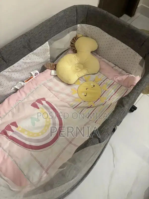 Baby Cot with Wheels and Mattress, Convertible Design