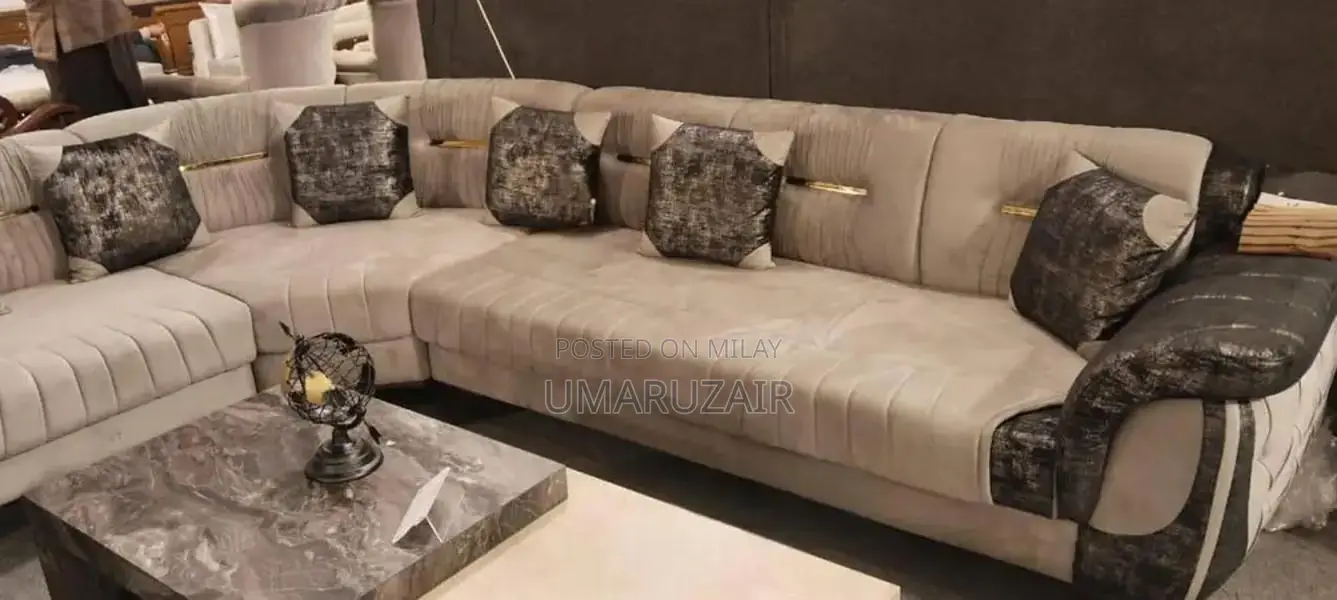 Gray and Black Turkey-Style L-Shape Modular Designer Sofa