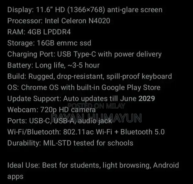 Dell Chromebook 3100 Compact Lightweight Laptop