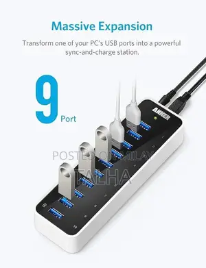 10-Port USB 3.0 High-Speed Data Transfer Hub