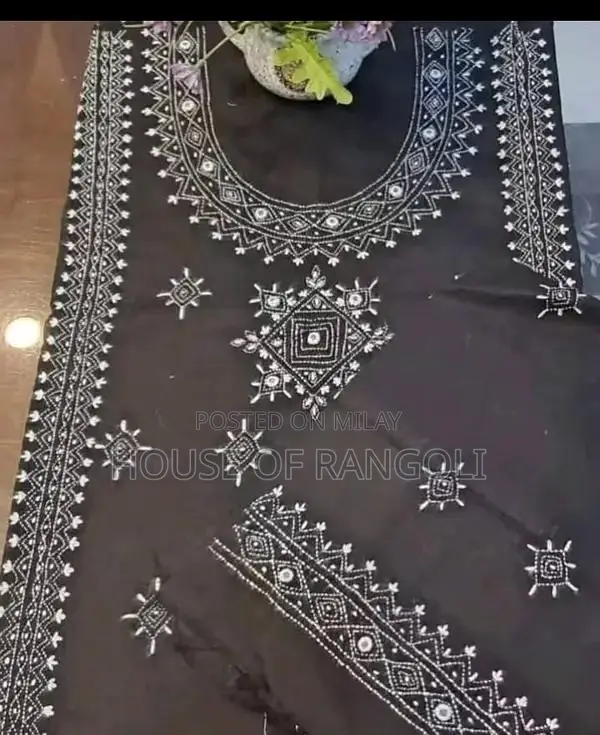 2pc Cotton Linen Lawn Embroidered Fabric Set