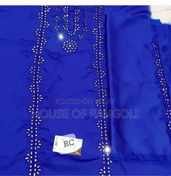 2pc Cotton Linen Lawn Embroidered Fabric Set