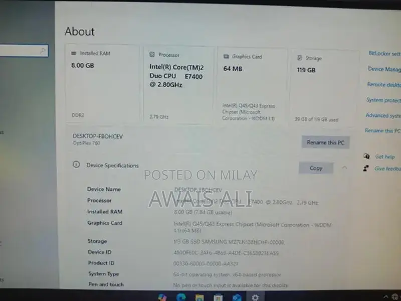 Dell Optiplex 760 Desktop Computer Core 2 Duo