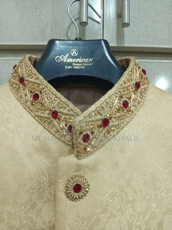 Elegant Branded Dulha Wedding Sherwani Set with Kulla and Traditional