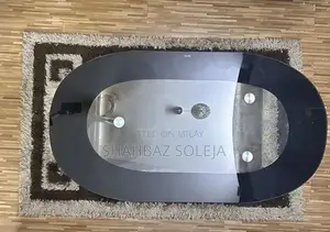 Photo - Dark Brown Glass Tea Table with Matching Area Rug