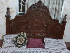 Wooden Double Bed with Side Tables and Dressing Table