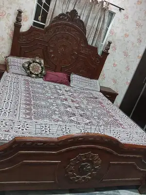Wooden Double Bed with Side Tables and Dressing Table