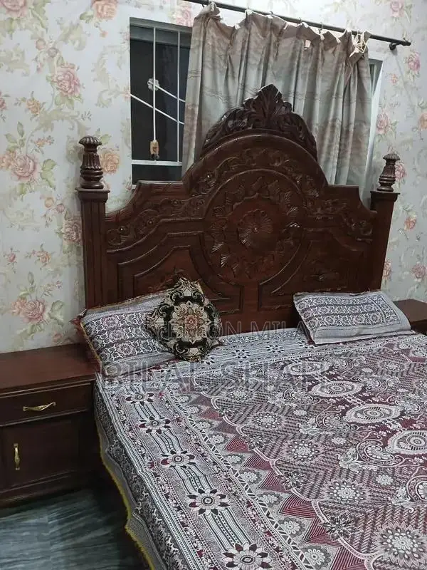 Wooden Double Bed with Side Tables and Dressing Table