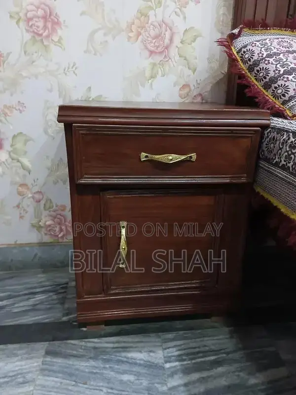 Wooden Double Bed with Side Tables and Dressing Table