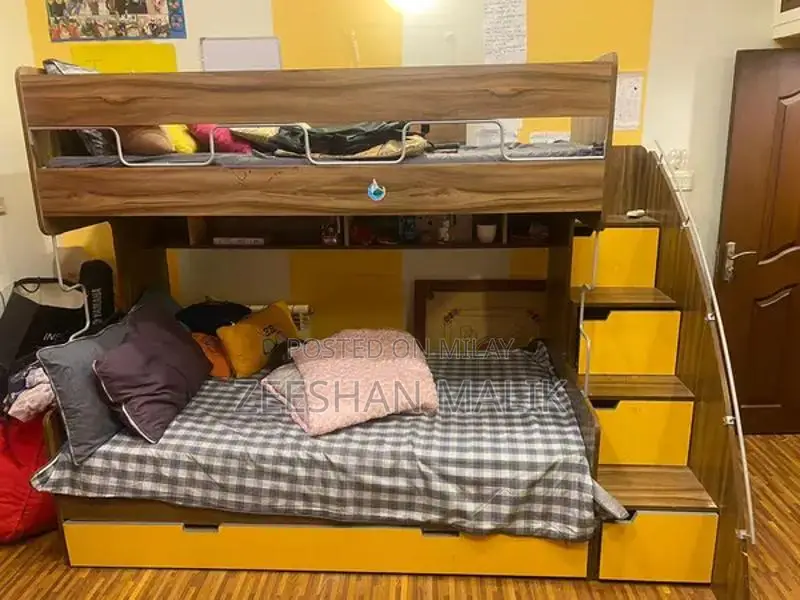 Kids Wooden Bunk Bed with Two Mattresses
