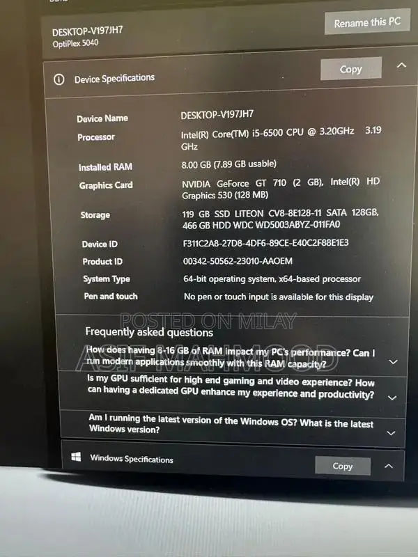 Dell Optiplex 5040 Desktop PC - Core i5 6th Gen SSD Hybrid Storage