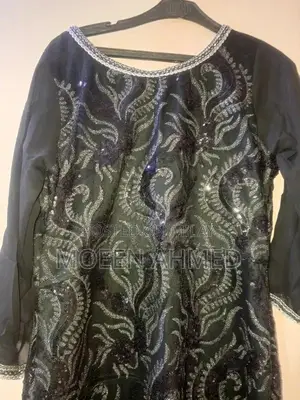 Women's Black Sequin Embroidered Maxi Dress with Silk Inner Lining