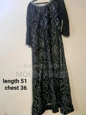 Women's Black Sequin Embroidered Maxi Dress with Silk Inner Lining