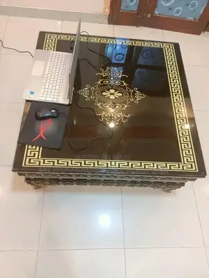 Photo - Elegant Wooden Center Table with Glass Top for Drawing Room