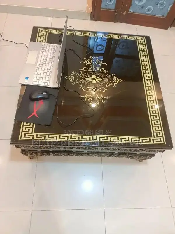 Elegant Wooden Center Table with Glass Top for Drawing Room