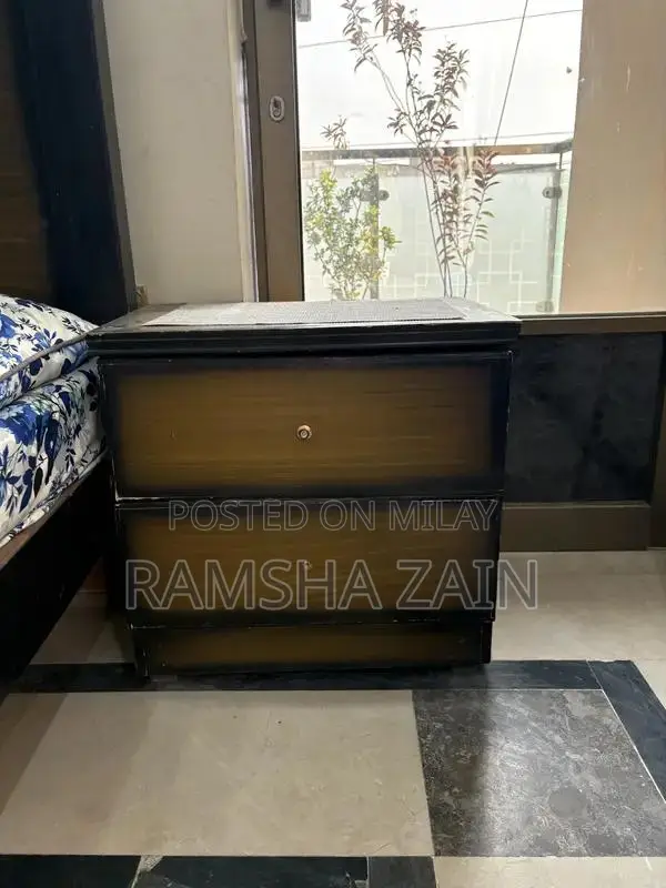 Solid Wood Bedroom Set with Bed Frame, Mattress, and Stools