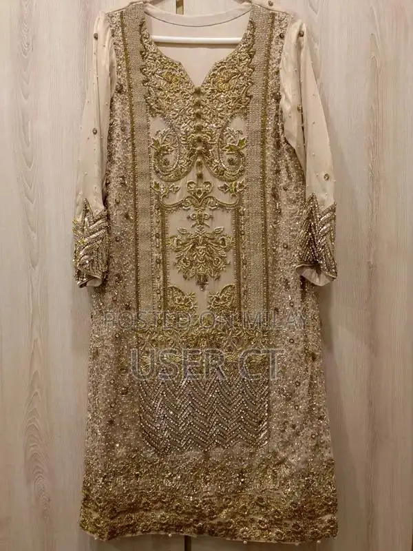 Gold Faraz Manan Inspired Hand-Embellished Dress Shirt