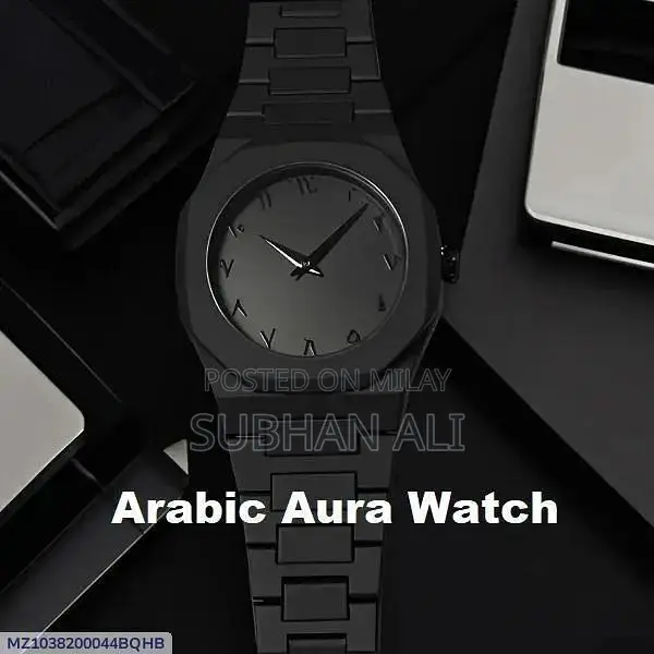 Elegant Arabic Numerals Unisex Wrist Watch - Classic Black Design