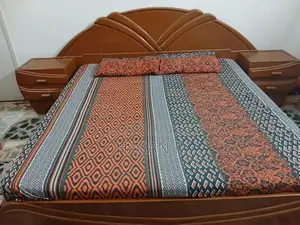 Photo - Shesham Wood Bedroom Set - King Bed, Almirah, and Dressing Table