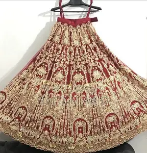 Mehroon Net Bridal Lehenga with Matching Jewelry Set