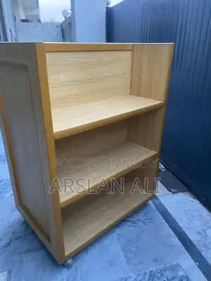 Photo - Wooden Double Side Rack Table with Wheels