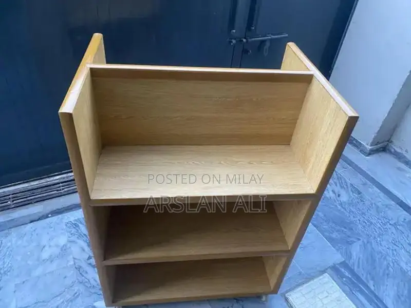 Wooden Double Side Rack Table with Wheels