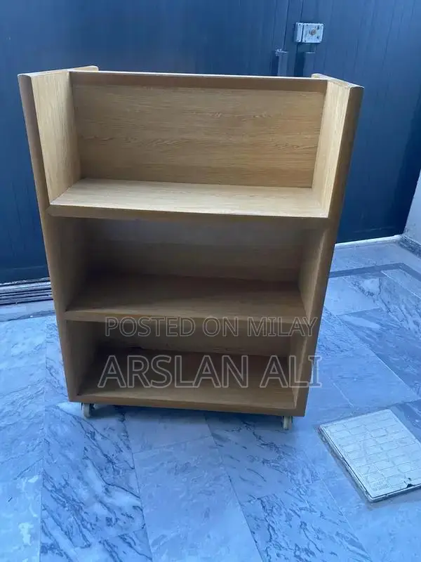 Wooden Double Side Rack Table with Wheels