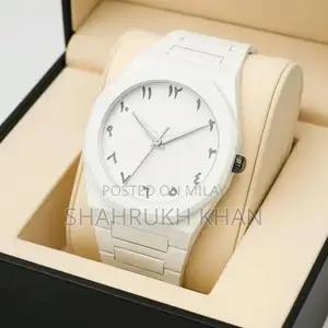 White Arabic Dial Men's Luxury Quartz Watch - Elegant Wristwatch