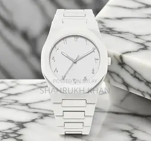 White Arabic Dial Men's Luxury Quartz Watch - Elegant Wristwatch