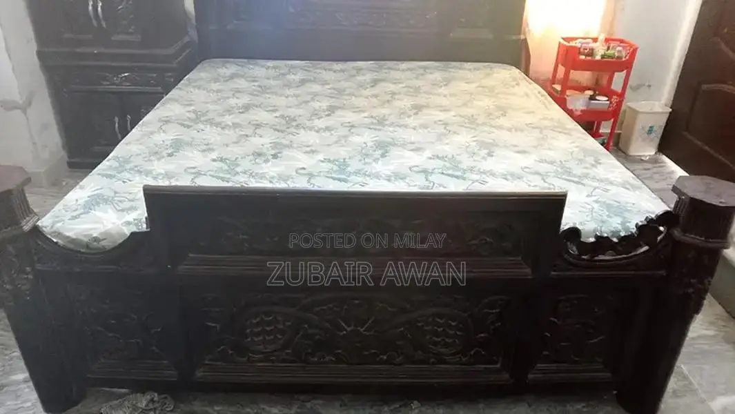 Wooden Bed Frame with Dressing and Storage